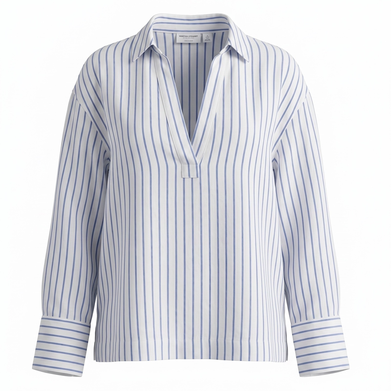 Martha Stewart Collection Top Womens L Striped 100 Linen VNeck Minimalist Martha Stewart Collection Top Womens L Striped 100 Linen VNeck Minimalist